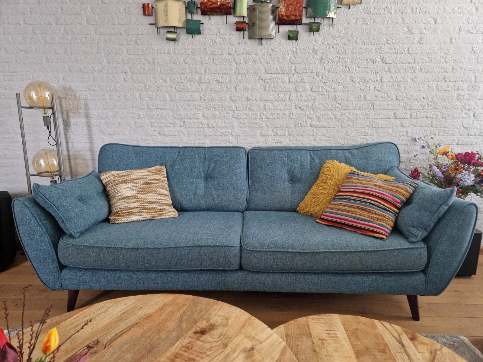 Stijlvolle blauwe tweezitsbank - Zo goed als nieuw, Ophalen, 150 tot 200 cm, Tweepersoons, 75 tot 100 cm