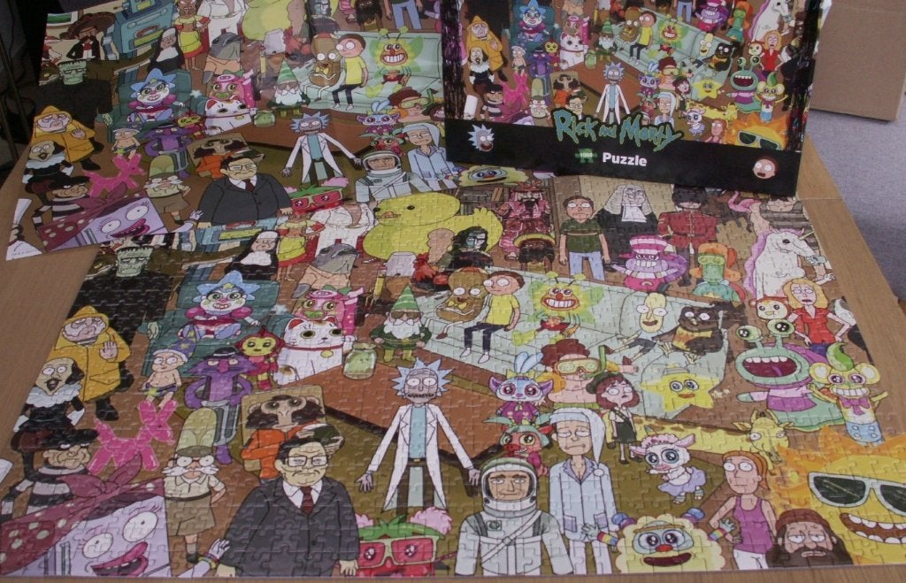 Rick & Morty - "Total Rickall" Puzzel 1000 stuks incl poster, Ophalen of Verzenden, 500 t/m 1500 stukjes, Zo goed als nieuw