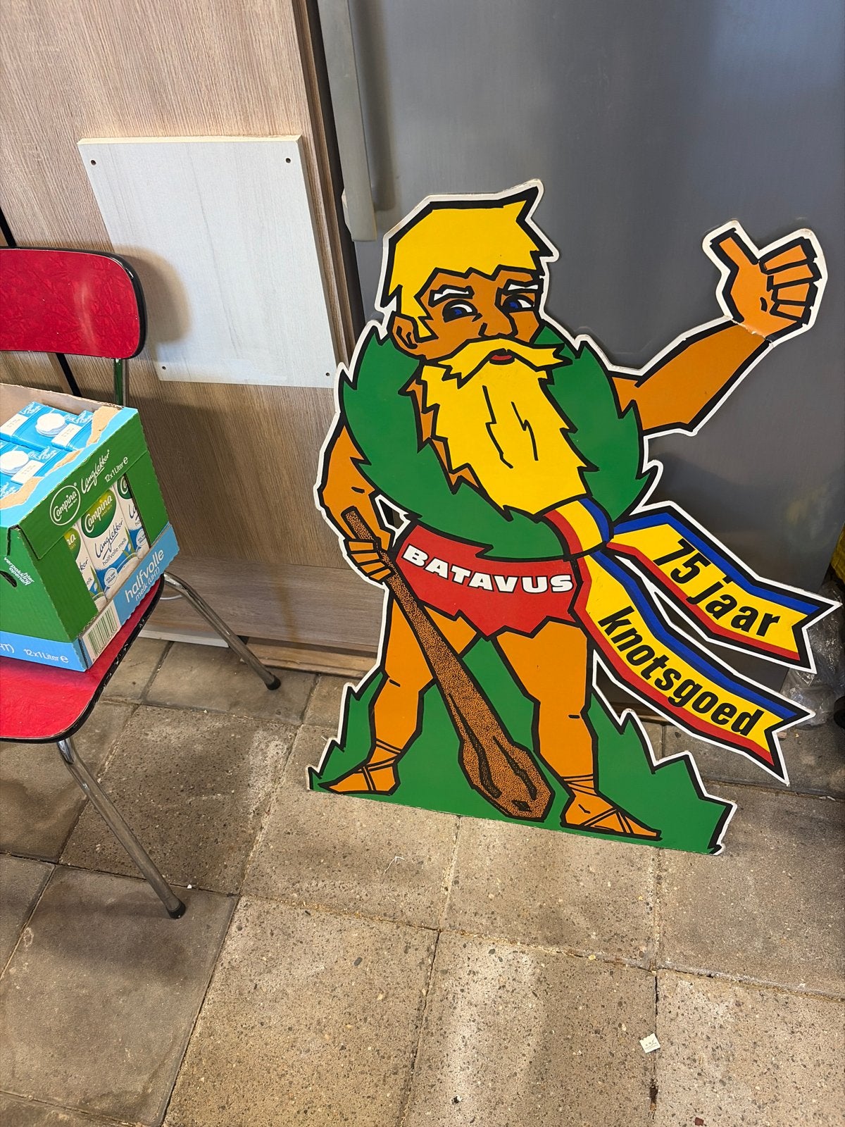 Vintage Batavus 75 jaar Knotsgoed reclamebord, Ophalen of Verzenden, Gebruikt