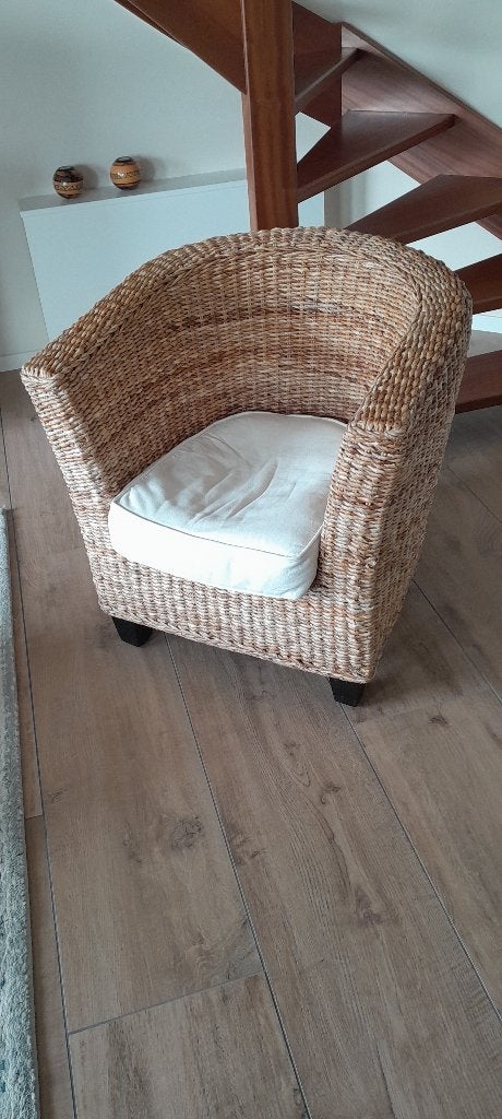 Rotan stoel, Huis en Inrichting, Stoelen, Ophalen, Bruin, Riet of Rotan, Zo goed als nieuw