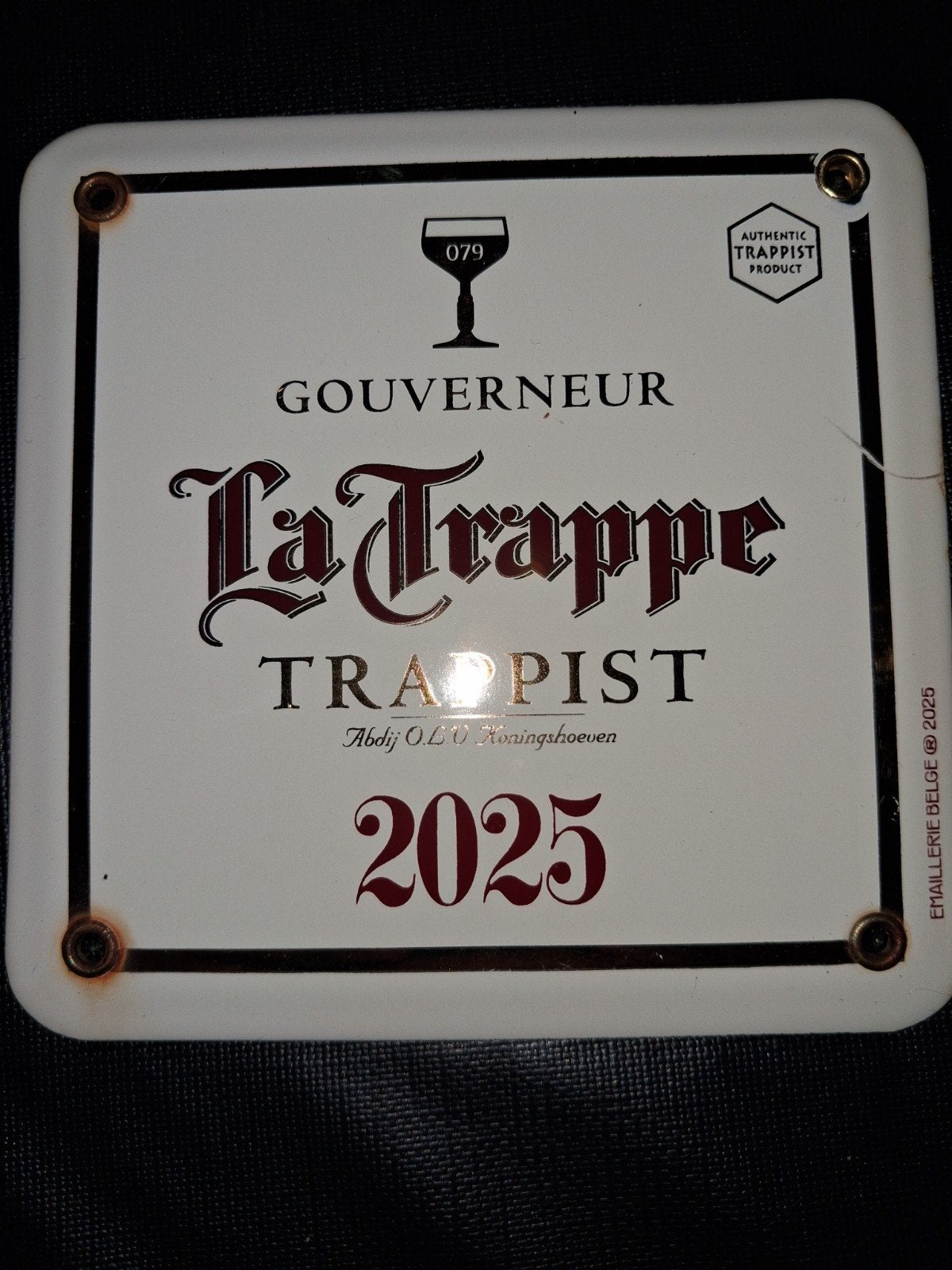 La Trappe Gouverneur Emaille Bord 2025 Bieden, Verzamelen, Biermerken, Ophalen, Reclamebord, Plaat of Schild, La Trappe