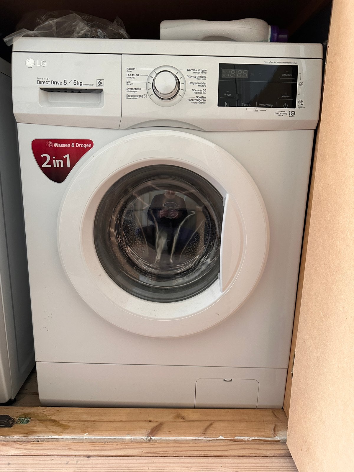 LG Inverter Direct Drive 8/5kg Was-droogcombinatie, 8 tot 10 kg, Ophalen, Zo goed als nieuw, 85 tot 90 cm