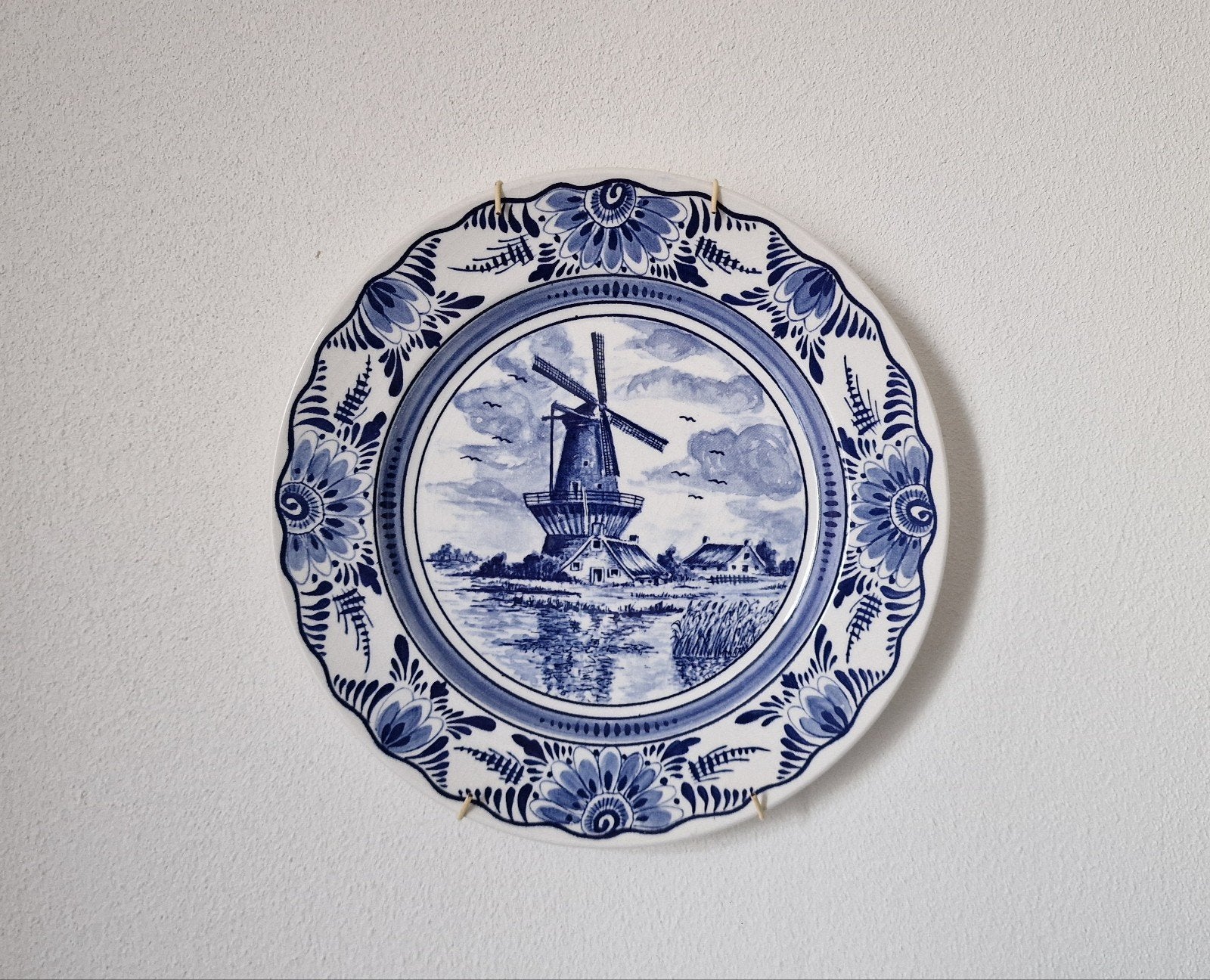 Delfts Blauw Wandbord met Nederlandse Molen, Ophalen of Verzenden