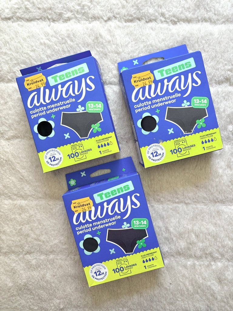 Always Teens menstruatieslips, 13-14 jaar, Kleding | Dames, Ondergoed en Lingerie, Always, Ophalen of Verzenden, Zwart, Slip