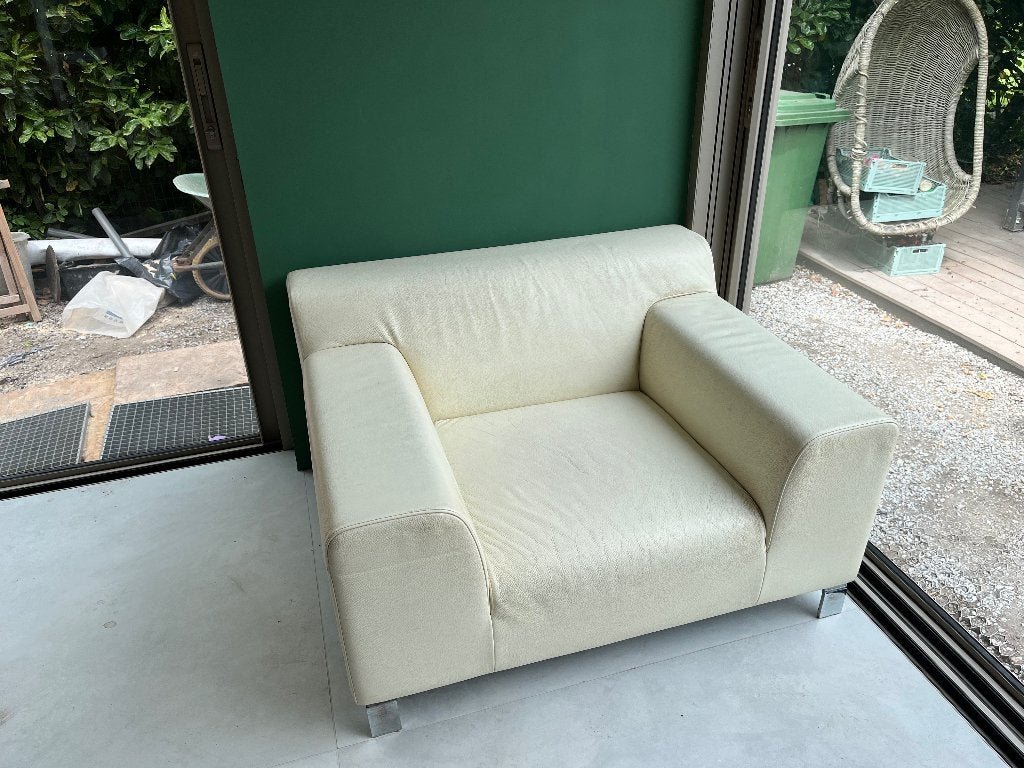 Vandaag gratis afhalen lederen fauteuil, Ophalen, Gebruikt, 75 tot 100 cm, 100 tot 125 cm