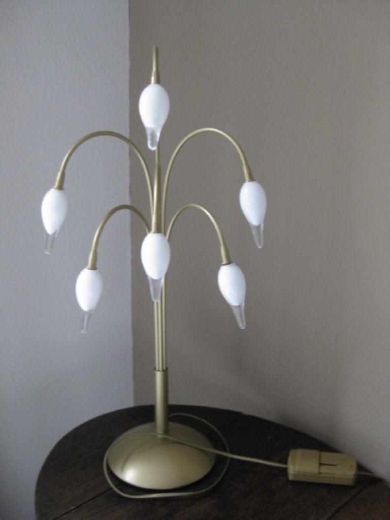 Tafellamp, van messing en glas (ZGAN), Huis en Inrichting, Lampen | Tafellampen, Beige, Glas, Ophalen of Verzenden, Klassiek