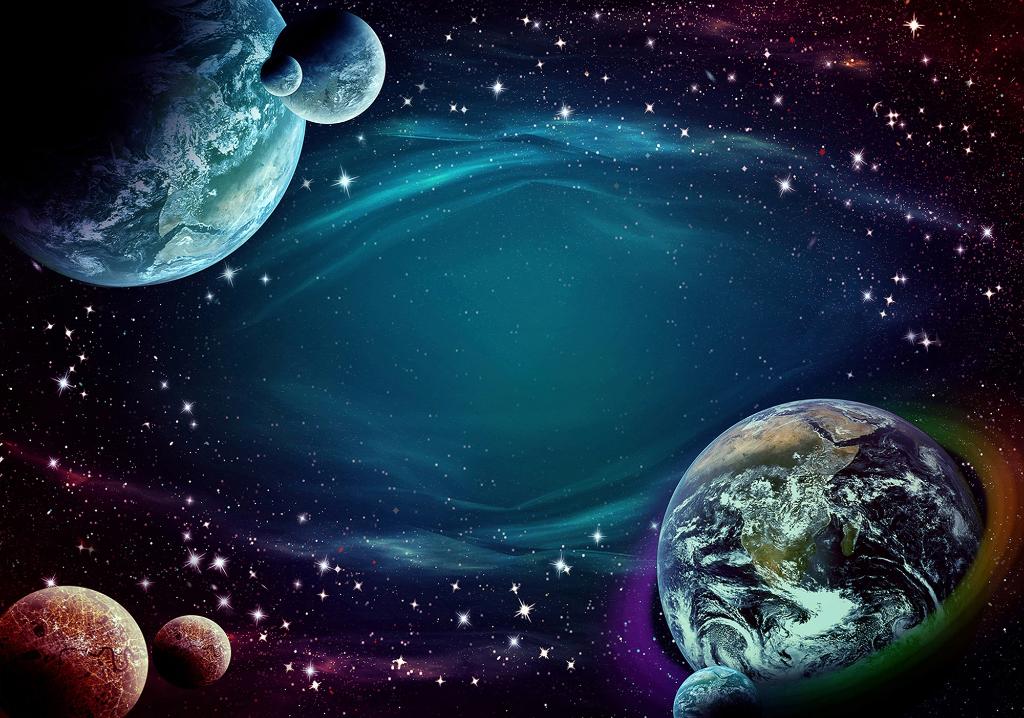 Space fotobehang Fantasy, Ruimtevaart VLIES behang Planeten, Verzenden, Minder dan 10 m², Planeten, heelal, ruimte, sterren