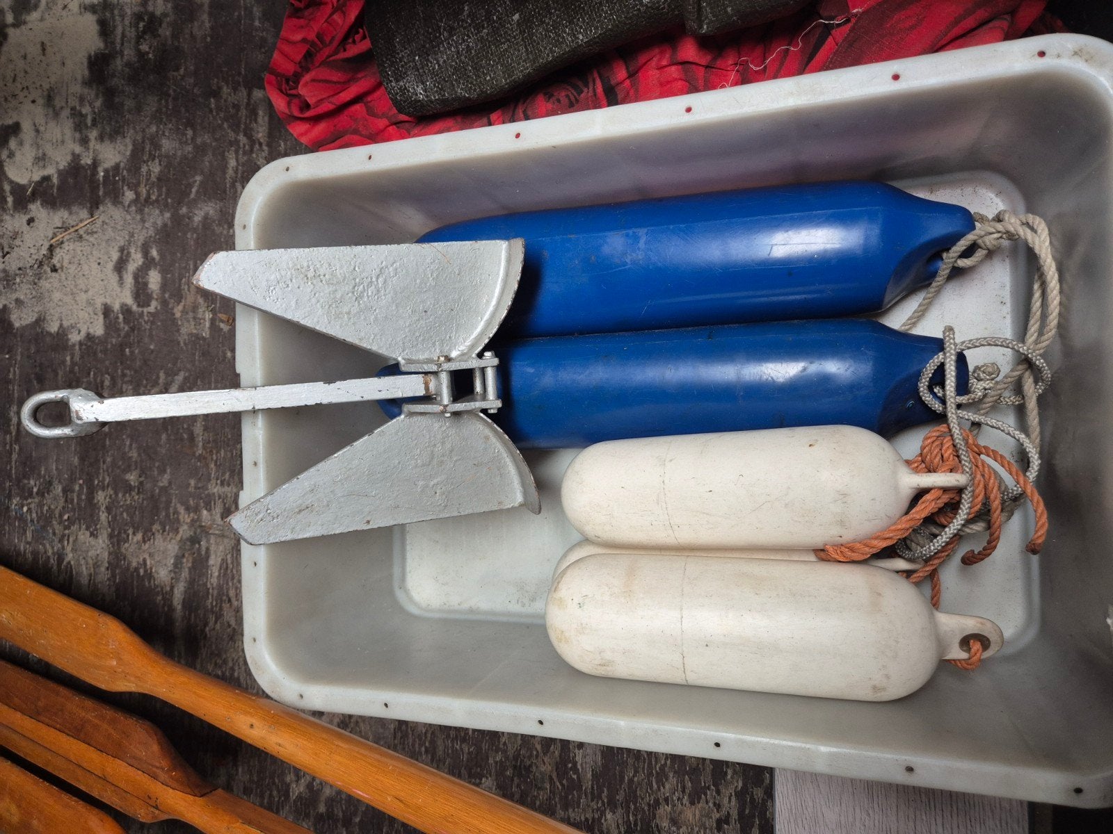 Anker met 5 stootwillen (2 blauw, 3 wit), Watersport en Boten, Ophalen of Verzenden, Gebruikt, Overige typen