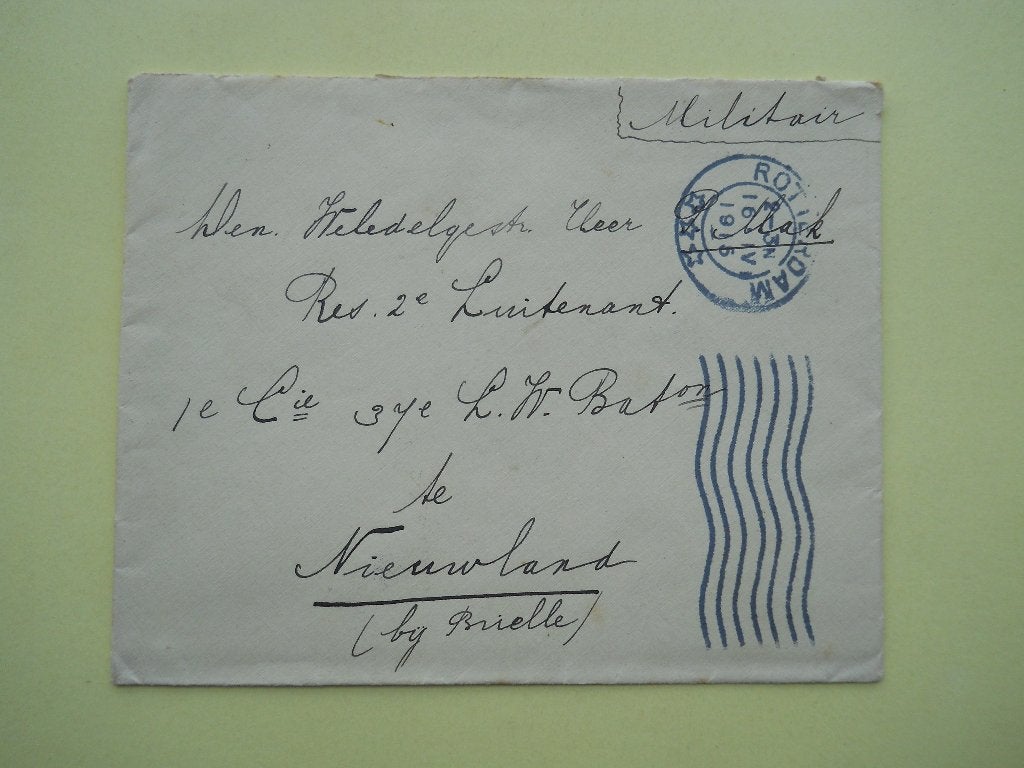 Nederland WO.1 Militair post Rotterdam-Nieuwland bij Brielle, Ophalen of Verzenden, Envelop