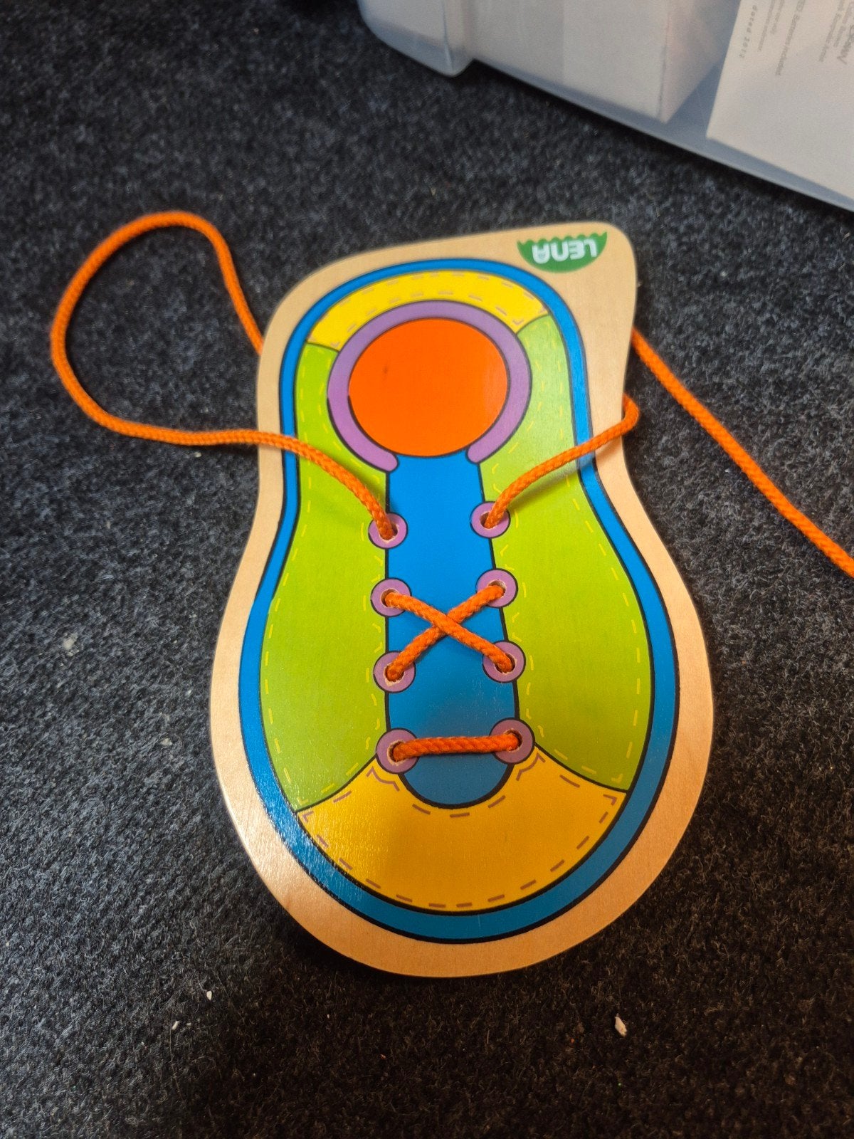Houten leer bord veters leren strikken, Ophalen of Verzenden, Zo goed als nieuw