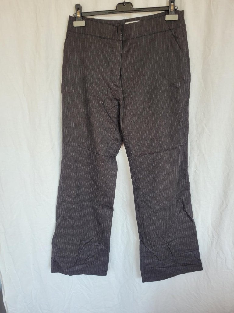 Nette donkergrijze pantalon, krijtstreep 100% wol mt M, Maat 38/40 (M), ., Zwart, Ophalen of Verzenden