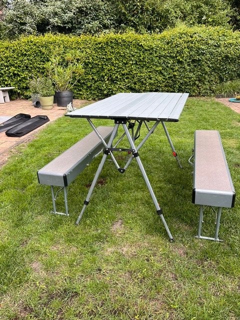 (Kampeer) picknicktafel met losse banken, Ophalen, Zo goed als nieuw, Campingtafel