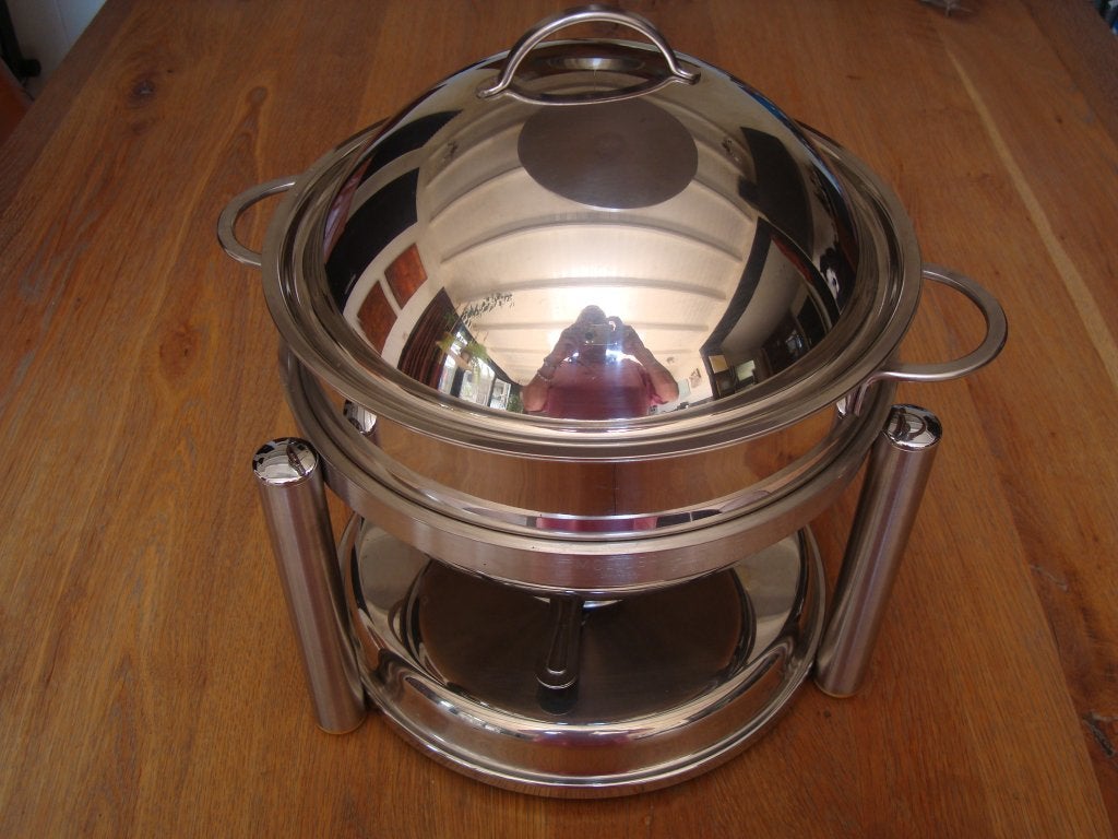 Au bain marie chique en groot tafelmodel, Ophalen of Verzenden, Zo goed als nieuw, Metaal, Zilver