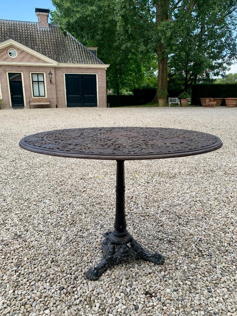 Antieke 19e eeuwse gietijzer Zodiak tuintafel, Antiek en Kunst, Antiek | Meubels | Tafels, Ophalen