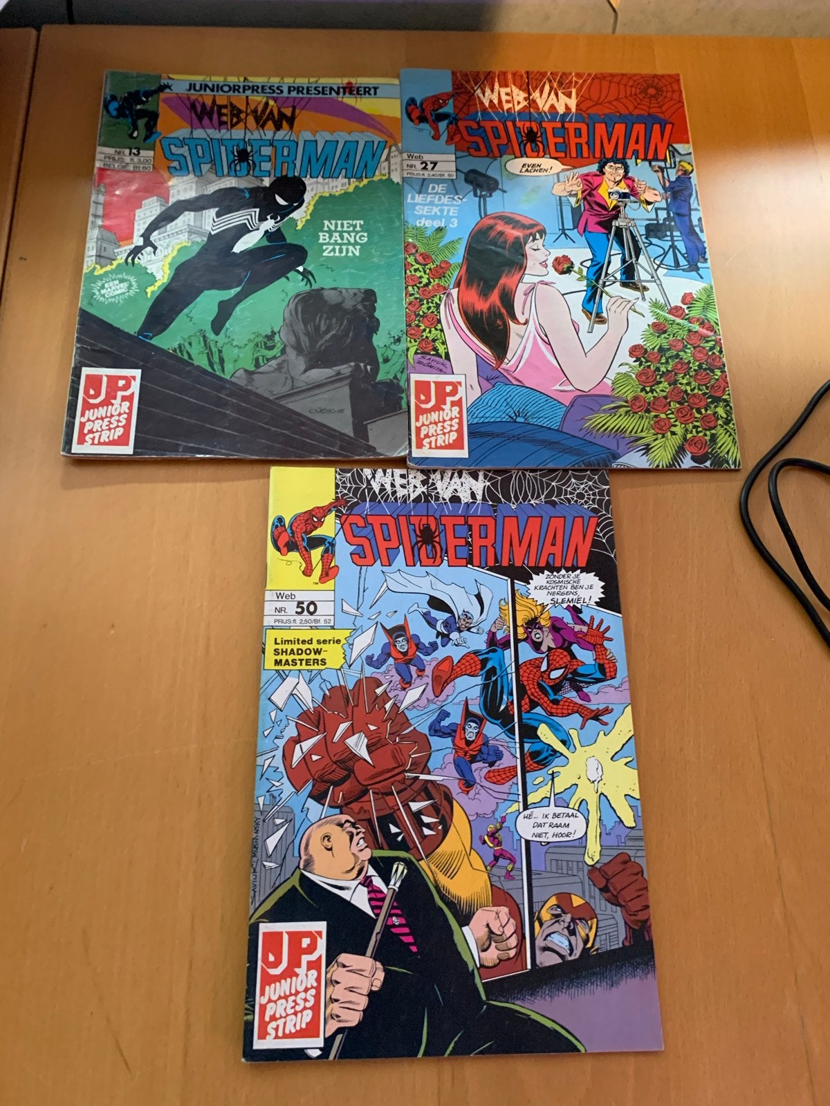 Web van Spiderman Junior Press Strip - 3 stripboeken, Meerdere stripboeken, Ophalen of Verzenden, Gelezen