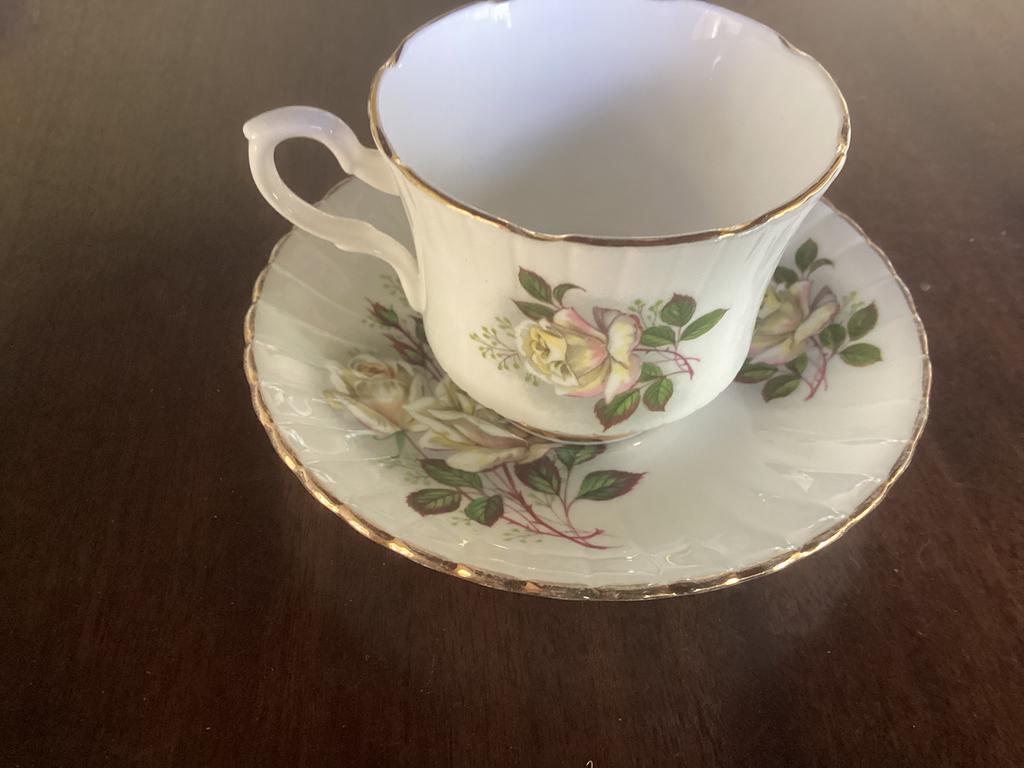 Vintage Royal Albert "White Rose" Kop en Schotel Bone China, Ophalen