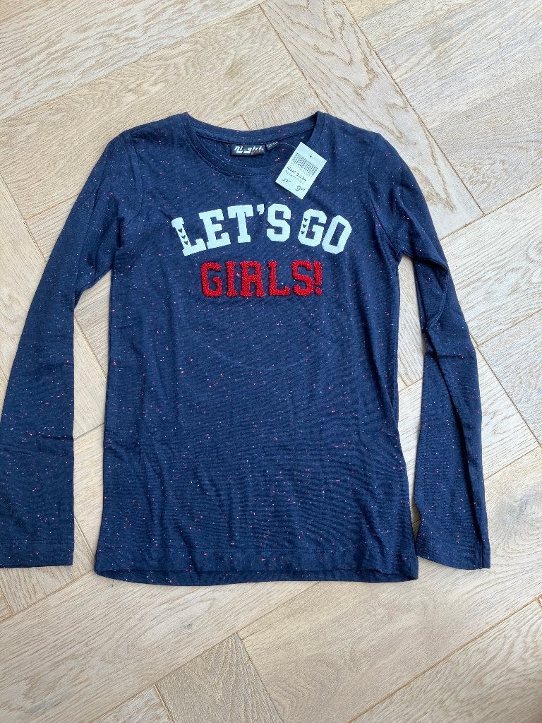 NIEUWE donkerblauwe longsleeve mt 122/128 let's go girls, Ai girl, Meisje, Nieuw, Ophalen of Verzenden