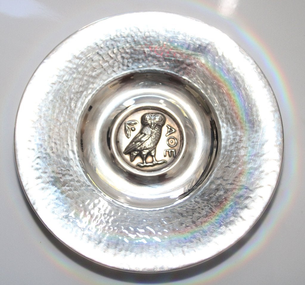 Lalaounis Zilver & Brass Athena Uil Munt Schaal, Ophalen of Verzenden, Zilver