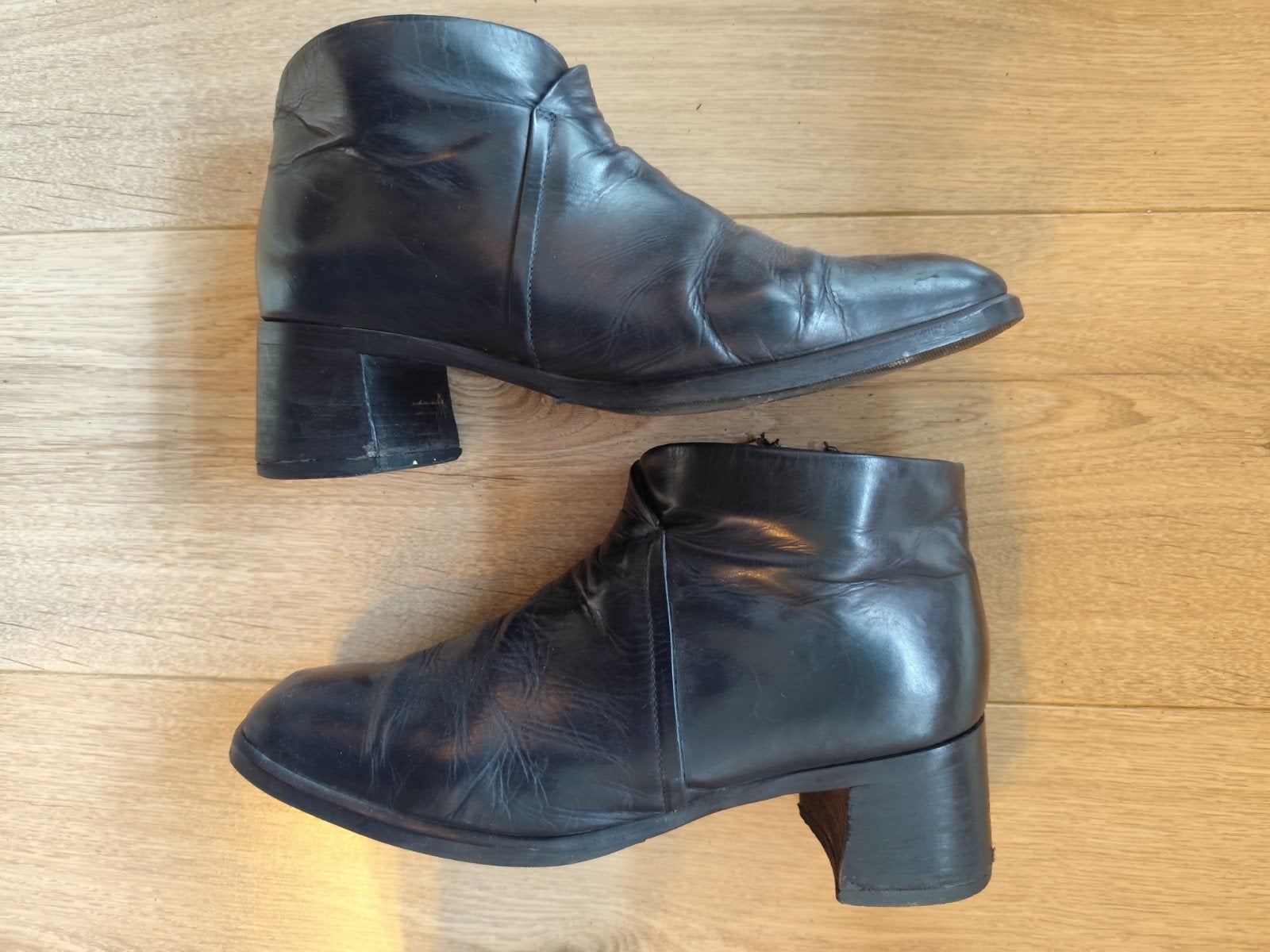 Linea Zéta vintage blokhak enkellaars, Blauw, Ophalen of Verzenden, Linea Zeta, Gedragen