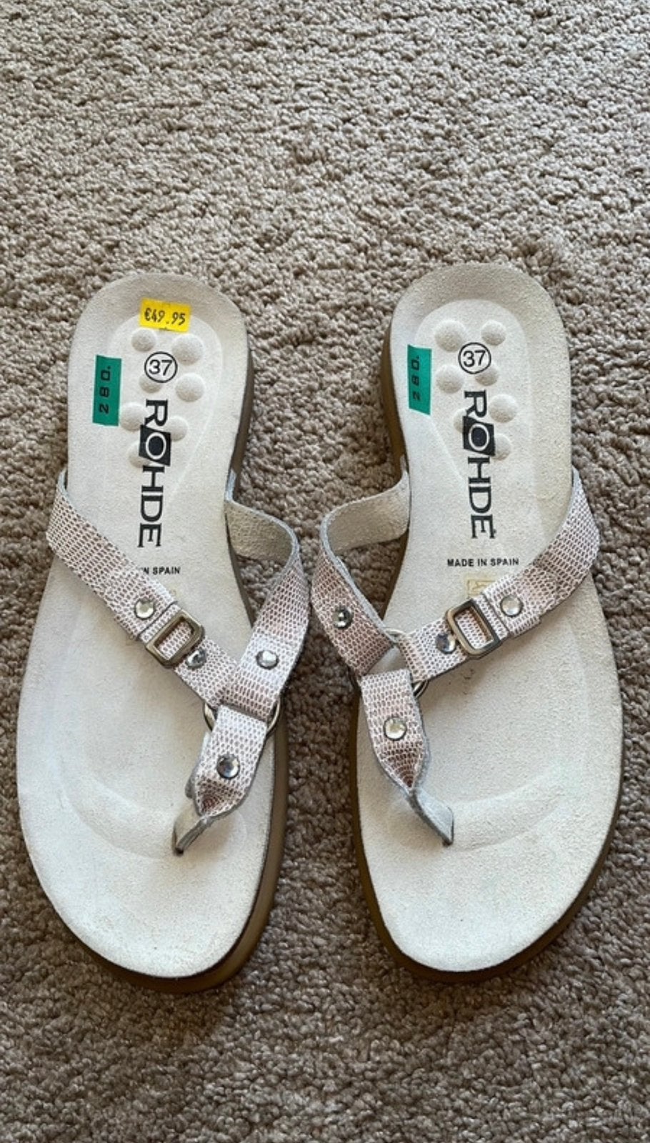 ROHDE Leren Slippers 37 Nieuw., Kleding | Dames, Slippers, Verzenden, Beige, Nieuw
