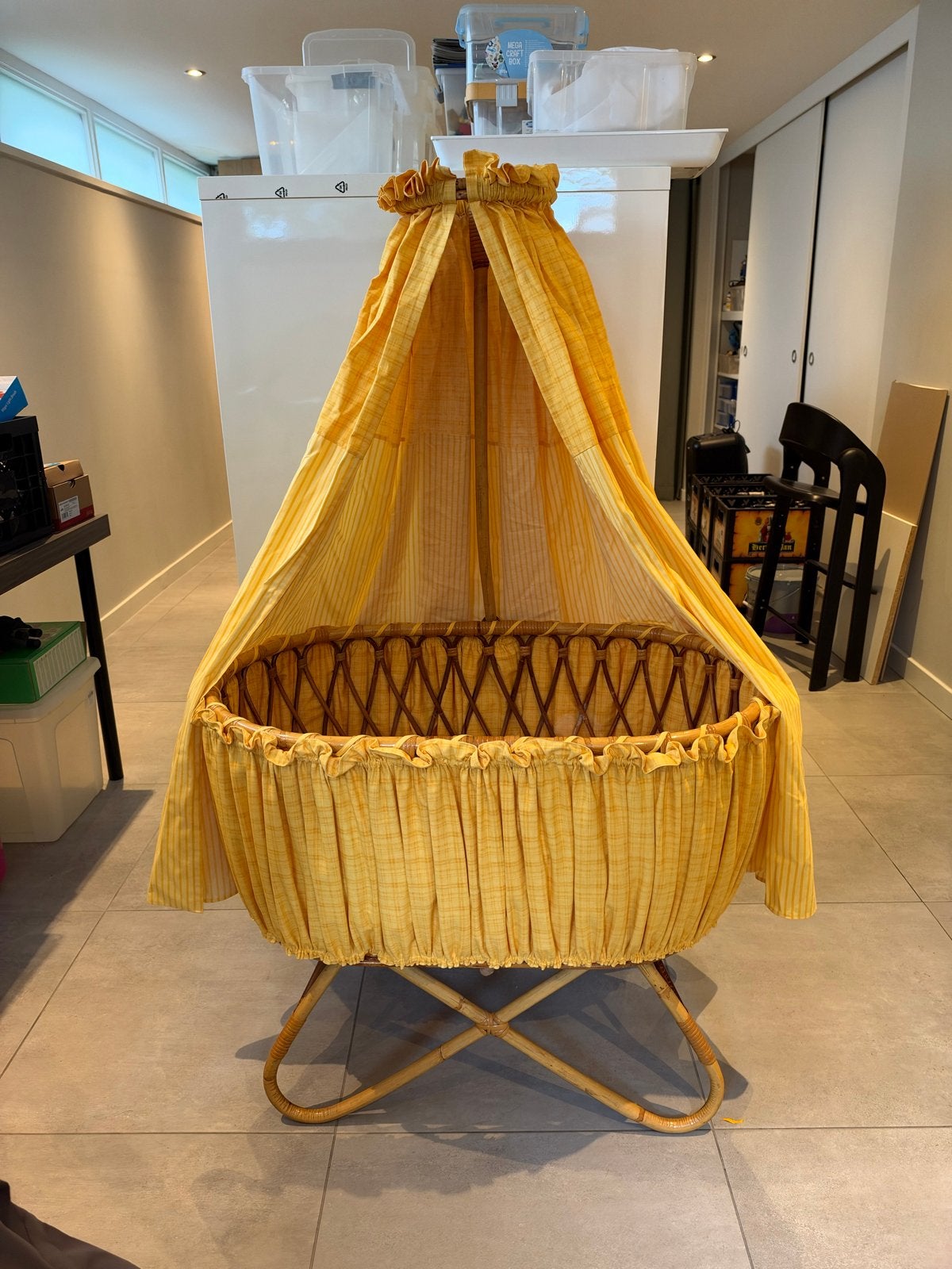 Vintage Rotan Wieg hemeltje hemelstandaard jaren ‘60 Goed, Ophalen, Overige materialen, Gebruikt, 190 cm of minder