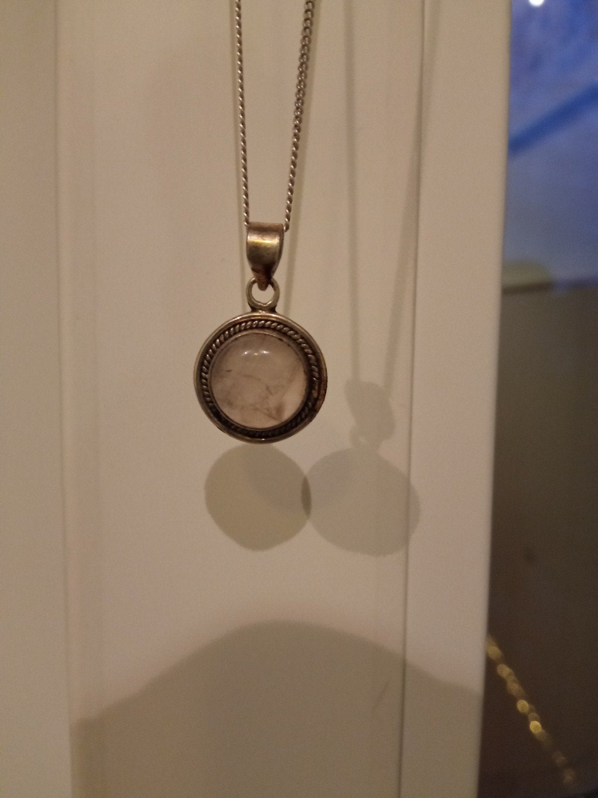 ROZENKWARTS zilveren Ketting!, Ophalen, Overige voorstellingen, Zo goed als nieuw, Met edelsteen