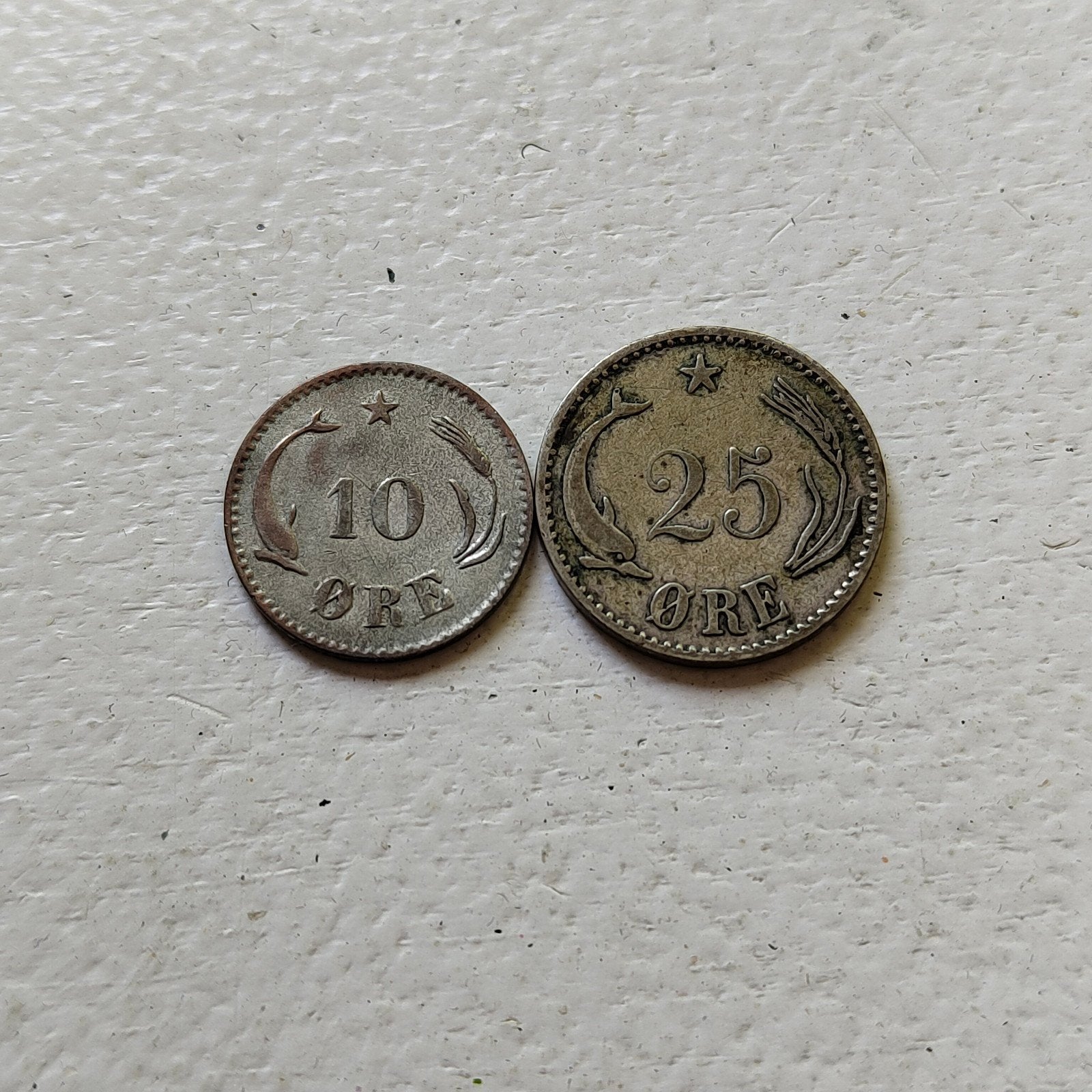 Denemarken 10 ore 1875 en 25 ore 1900, Ophalen of Verzenden