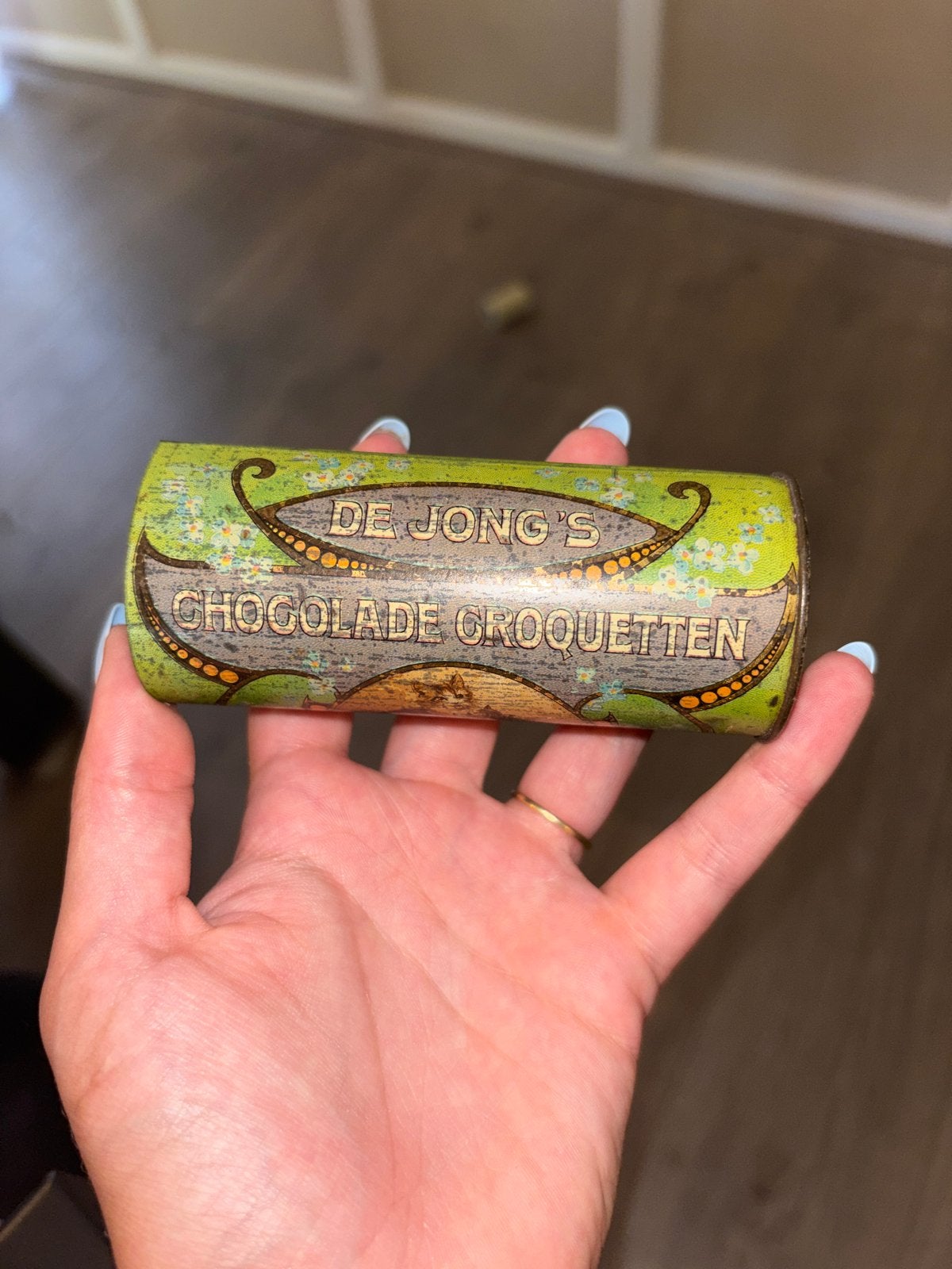 Antiek De Jong's Chocolade Croquetten Blikje, Ophalen of Verzenden