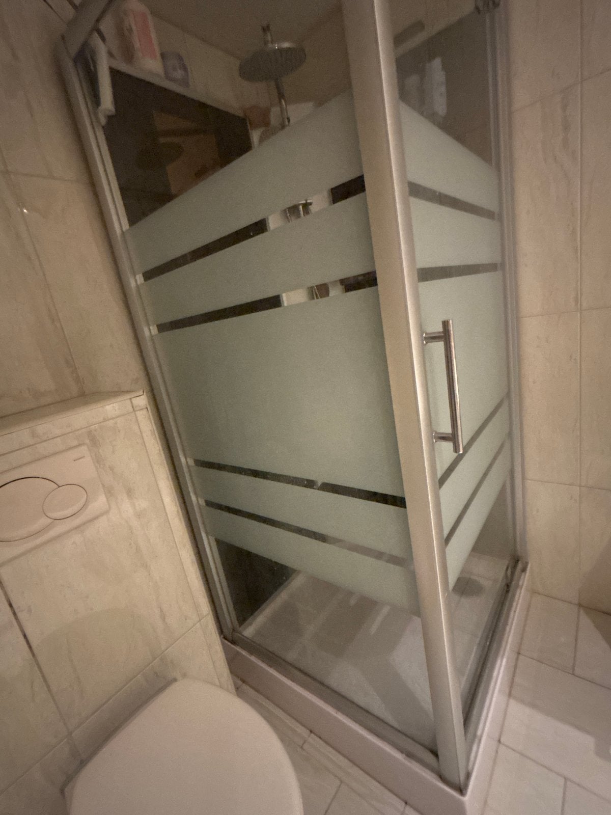Douchecabine met schuifdeur en douchepaneel, Ophalen of Verzenden, Gebruikt, Met douche