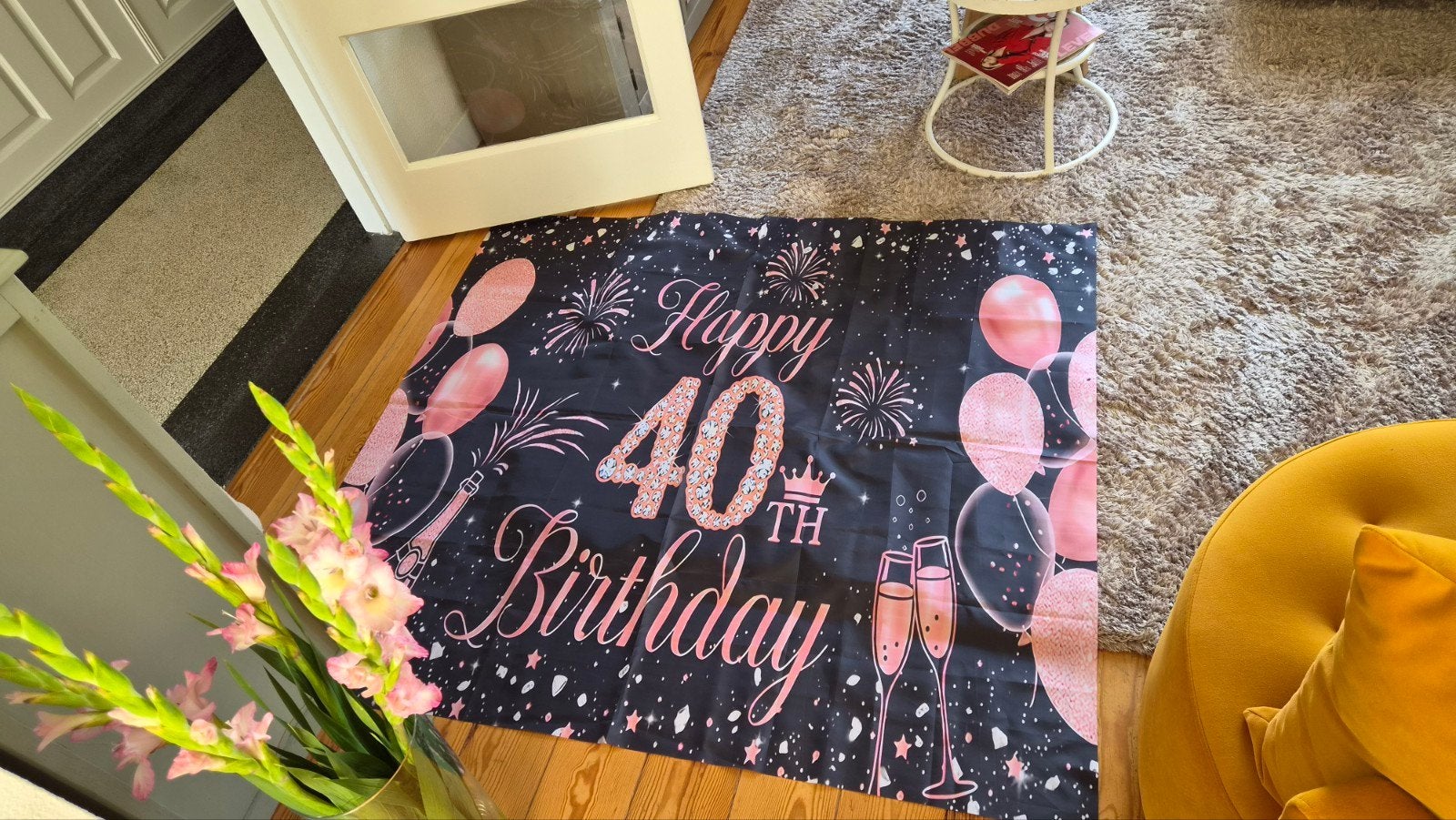 40e Verjaardag Decoratie Set - Roségoud Thema, Hobby en Vrije tijd, Feestartikelen, Ophalen of Verzenden, Zo goed als nieuw, Versiering