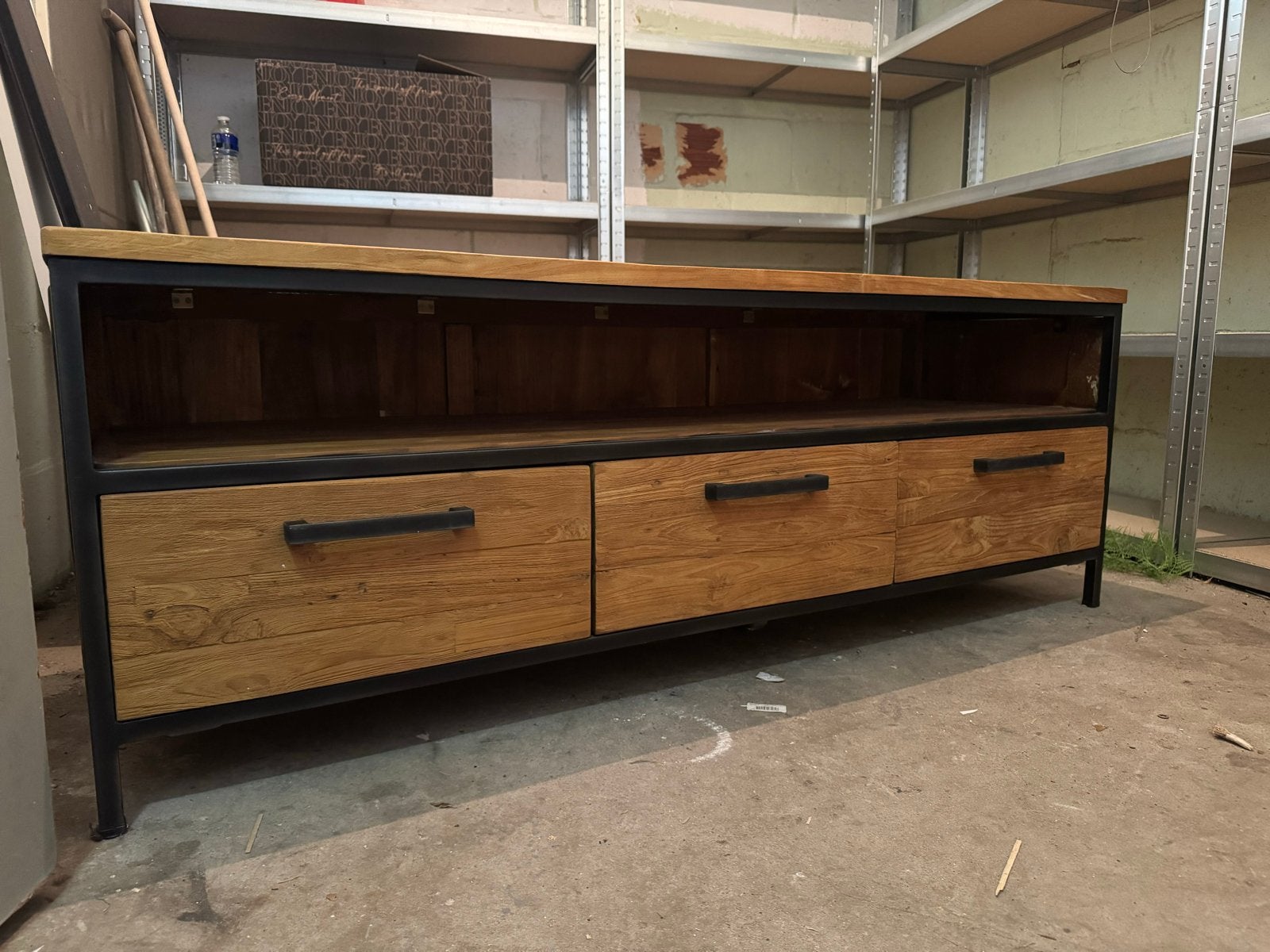 Robuust TV-meubel met lades - Industrieel design, Ophalen, Gebruikt, 150 tot 200 cm, Minder dan 100 cm