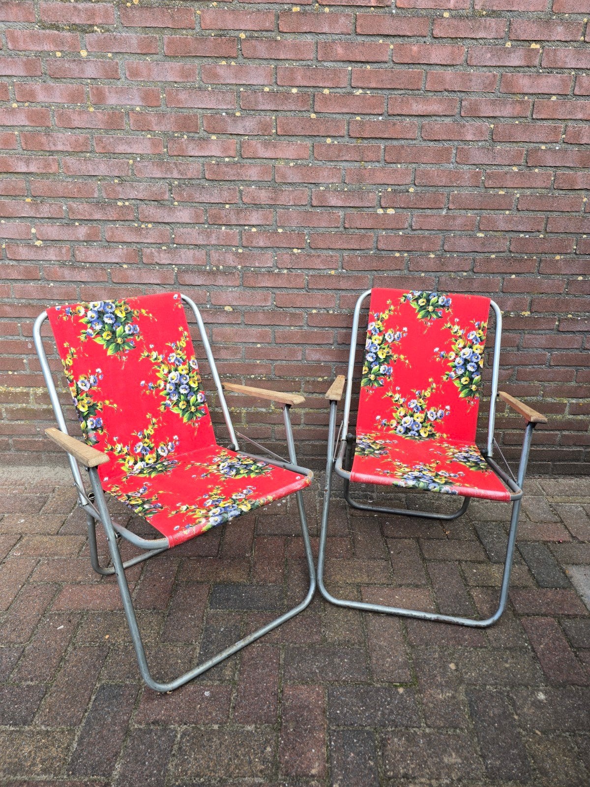 Vintage klapstoelen met bloemenprint (set van 2), Ophalen