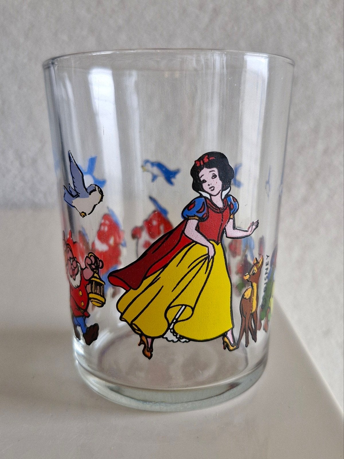 Vintage Disney Sneeuwwitje en de Zeven Dwergen glas, Ophalen of Verzenden, Sneeuwwitje of Doornroosje, Zo goed als nieuw, Servies