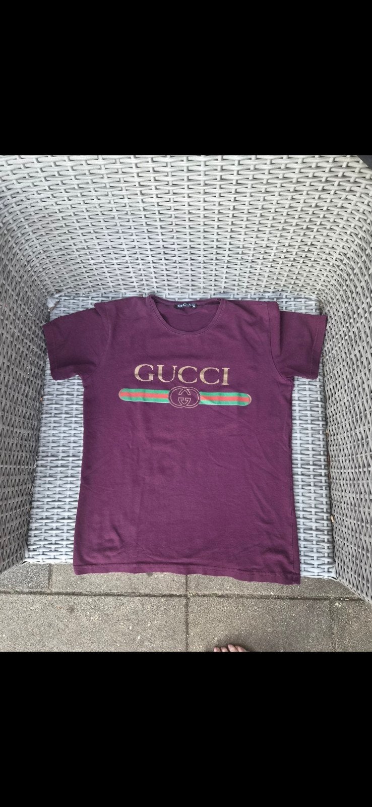 Gucci T-shirt paars met logo - Maat M, Maat 38/40 (M), Paars, Ophalen of Verzenden, Gucci
