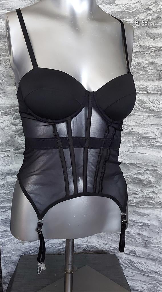 Sexy mesh torselet met jarretelles M, Ophalen of Verzenden, Zwart