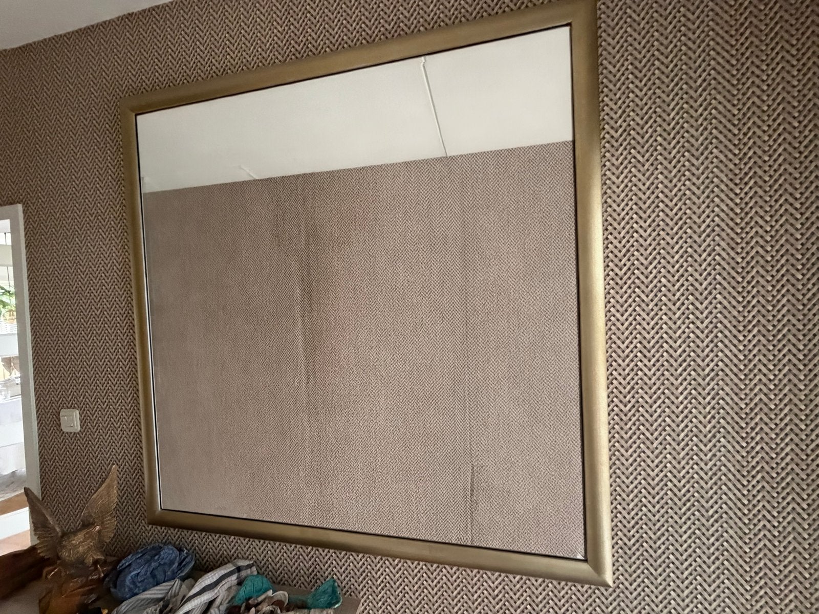 Grote spiegel facet geslepen  met gouden lijst 135/135 cm, Huis en Inrichting, Ophalen, Gebruikt, 100 tot 125 cm, 150 tot 200 cm