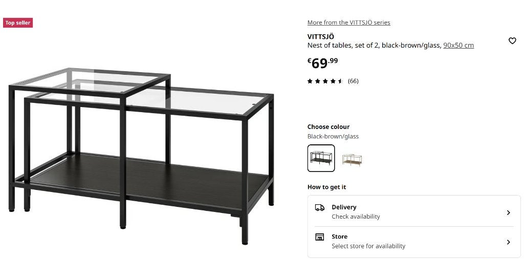 Ikea Table Coffee Table, Ophalen, Minder dan 50 cm, 50 tot 100 cm, Modern