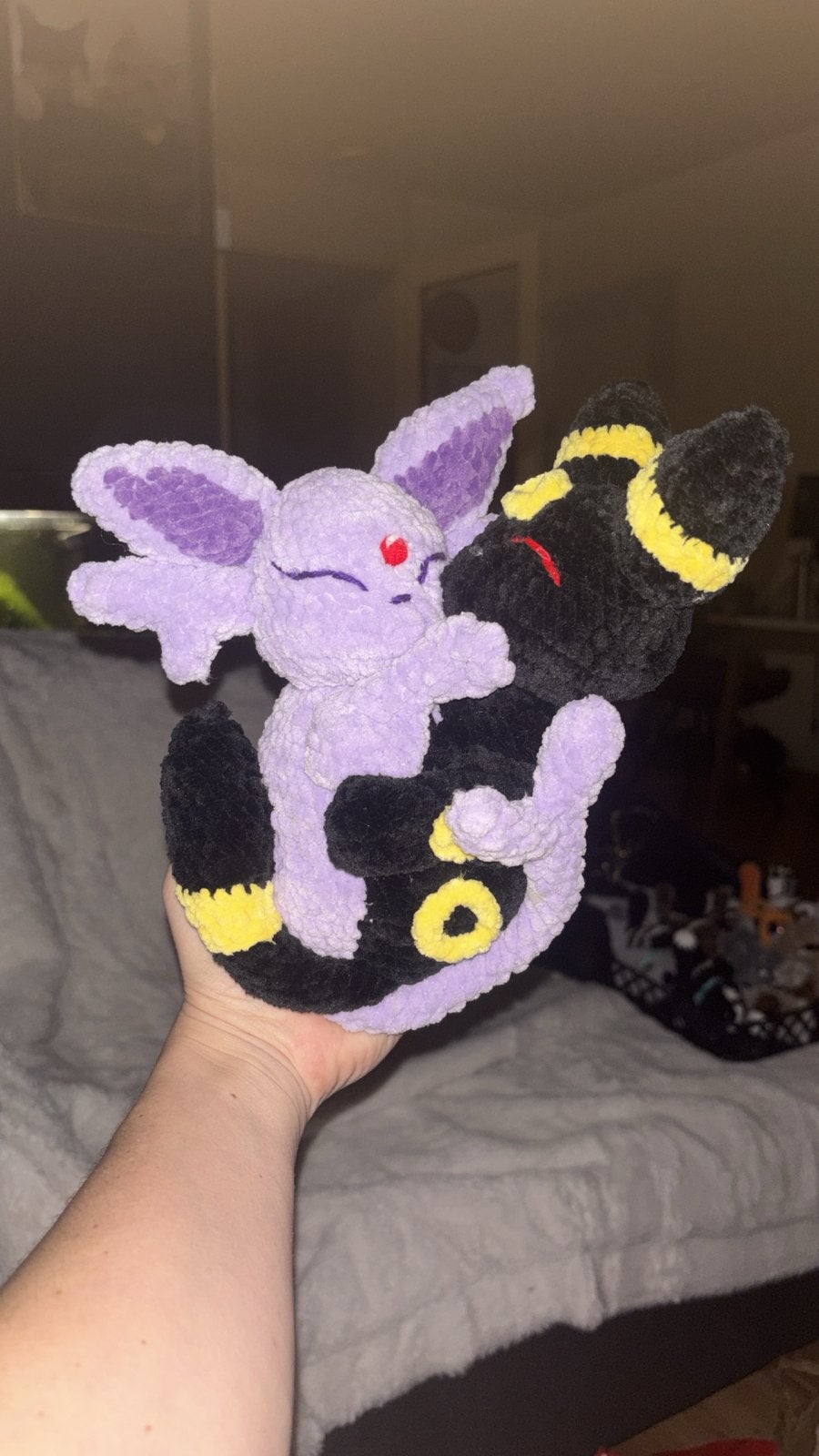 Handgemaakte Pokémon knuffel: Espeon en Umbreon, Overige merken, Handgemaakt, Overige typen, Nieuw