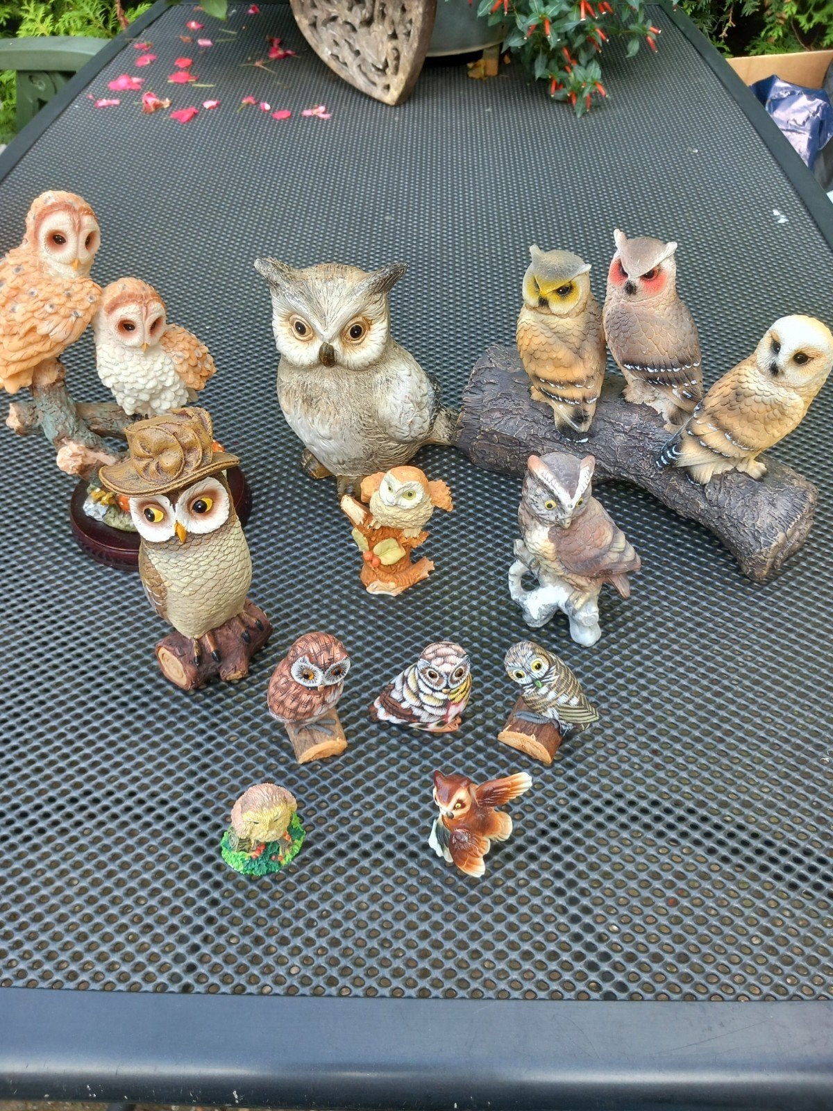 verzameling van 11 uilen en uiltjes porselein polystone hout, Verzamelen, Beelden en Beeldjes, Ophalen of Verzenden, Zo goed als nieuw