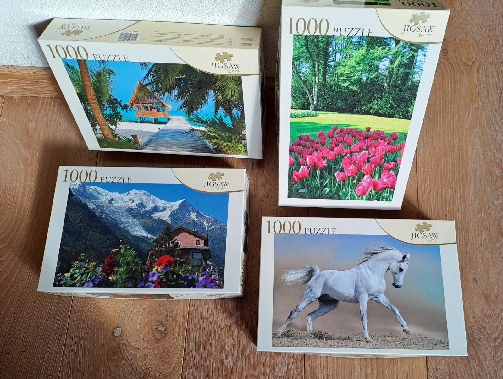 vier #legpuzzels van 1000 stukjes, #Jigsaw, Ophalen of Verzenden, 500 t/m 1500 stukjes, Zo goed als nieuw, Legpuzzel