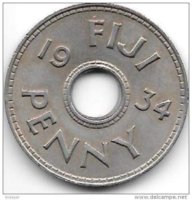 fiji 1 penny 1934 km 2 unc, Postzegels en Munten, Verzenden, Losse munt
