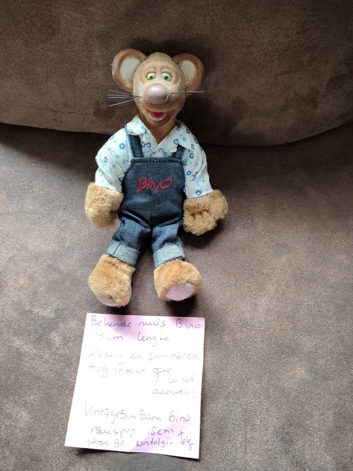 Vintage Bim Bam Bino Muis Knuffel - Jaren '90 Nostalgie, Ophalen of Verzenden