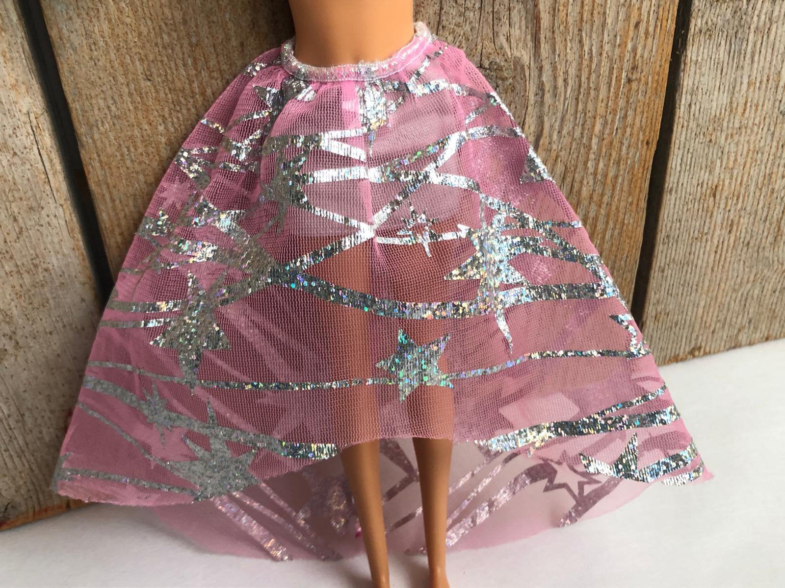 Roze met zilver Barbie feest rok, Ophalen of Verzenden, Zo goed als nieuw, Barbie
