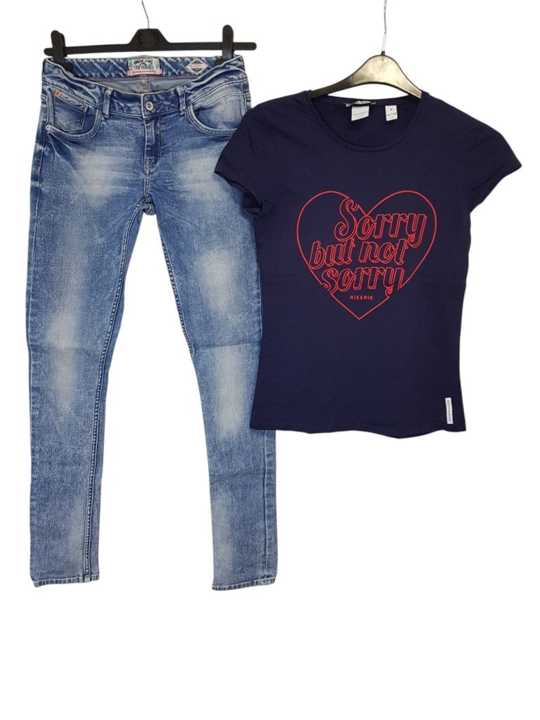 Mooie blauwe VINGINO stretch spijkerbroek Antonia mt 16/176., Kinderen en Baby's, Kinderkleding | Maat 176, Broek, Zo goed als nieuw