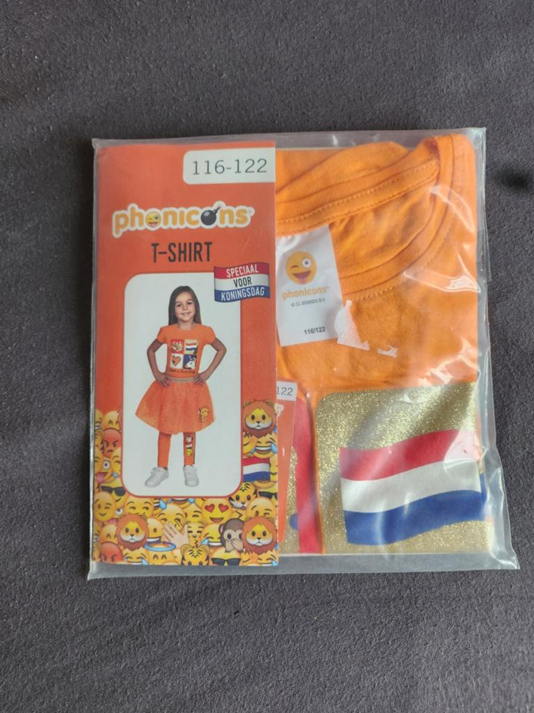 Oranje shirt Phonicons 116-122 NIEUW *, Ophalen of Verzenden, Nieuw, Meisje, Shirt of Longsleeve