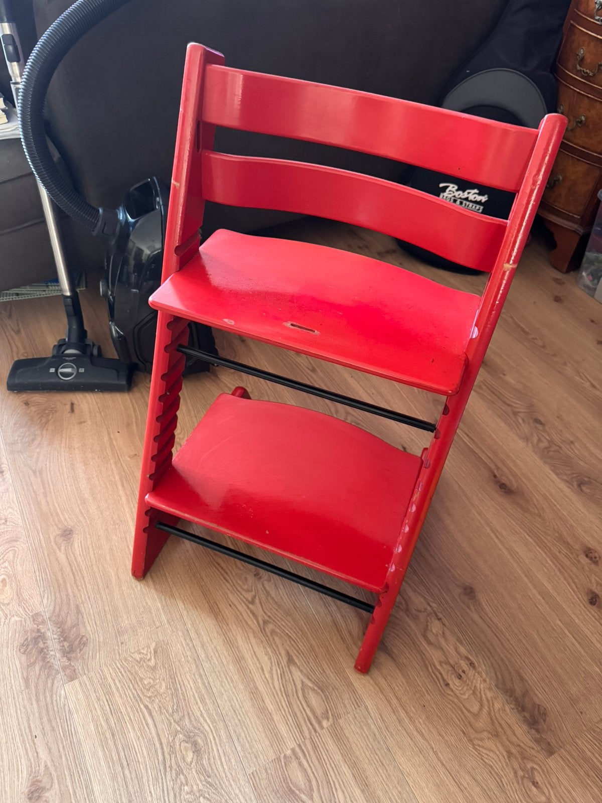 Stokke trip trap stoel rood, Ophalen, Gebruikt, Meegroeistoel, Aanschuifbaar
