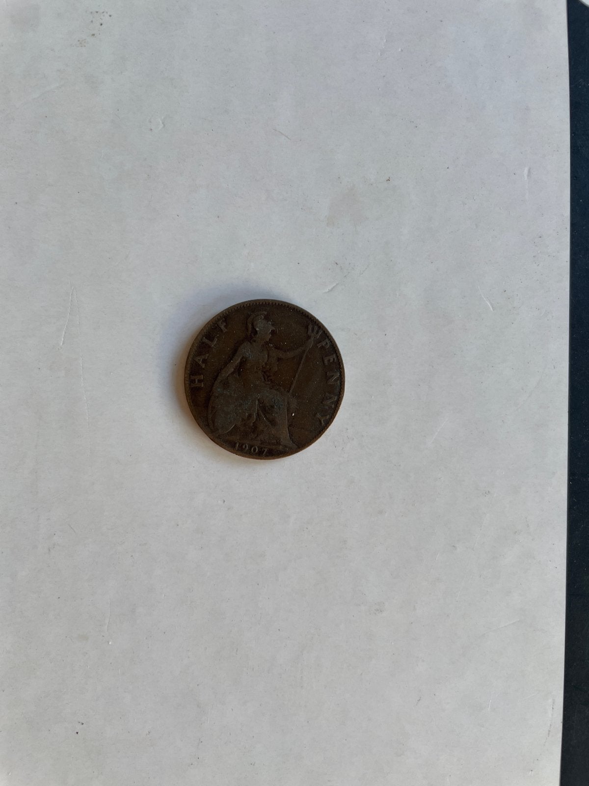 Half Penny 1907 Edward VII Britse Munt, Postzegels en Munten, Postzegels | Europa | UK, Ophalen of Verzenden