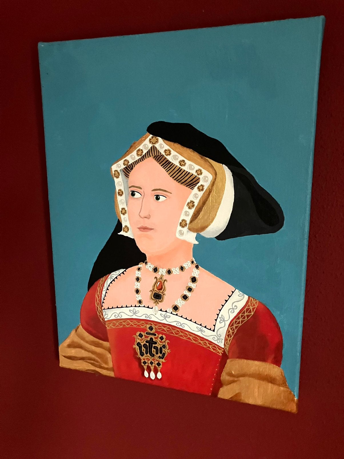 Portret Jane Seymour, 30 cm, Eigen ontwerp, Nieuw, Blauw