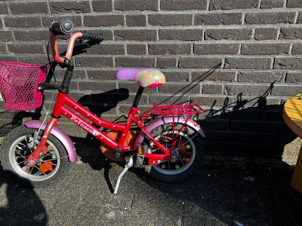 Loekie Prinses Kinderfiets 12 inch – Rood / Roze, Fietsen en Brommers, Ophalen, Gebruikt, Minder dan 16 inch