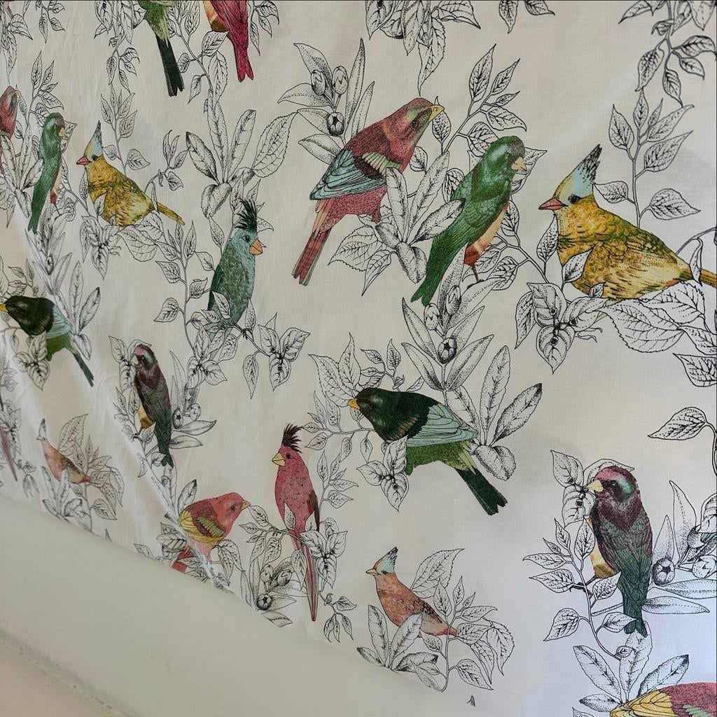 H&M Home éénpersoons dekbedovertrek met vogeltjes, Gebruikt, Wit, Dekbedovertrek, Verzenden